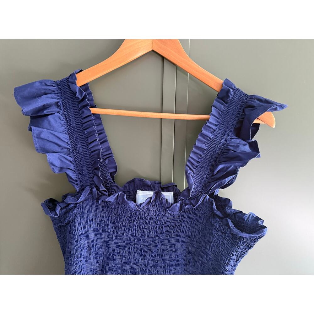 HILL HOUSE Home sz XL navy blue Ellie smocked Nap Dress EUC - Picture 3 of 5
